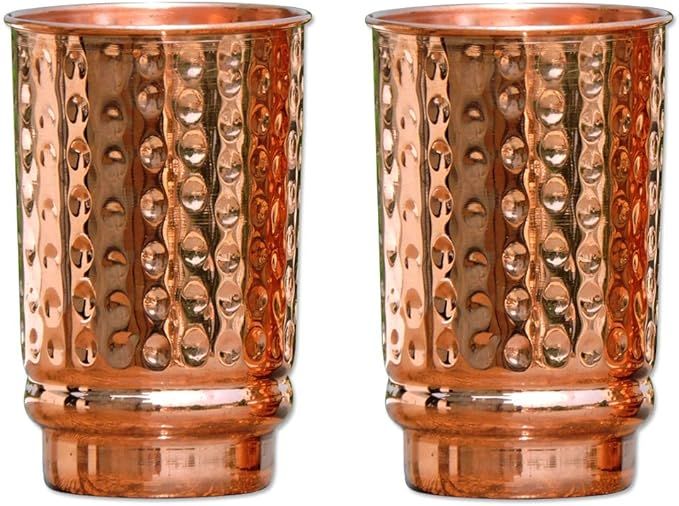Hammered Pure Copper Tumblers Set of 2, UNLINED, UNCOATED and LACQUER Free | 350 Ml. (11.8 US Fl ... | Amazon (US)