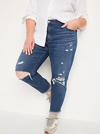 Mid-Rise Ripped Boyfriend Straight Jeans for Women | Old Navy (US)
