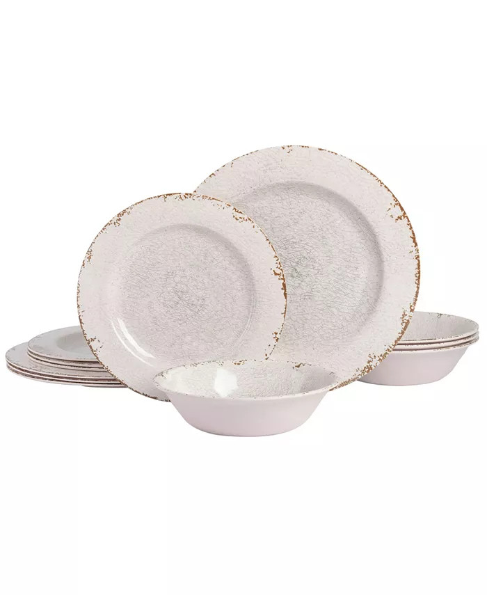 Laurie Gates by Gibson Mauna Ice Melamine Dinnerware 12 Piece Set, Service for 4 - Macy's | Macy's