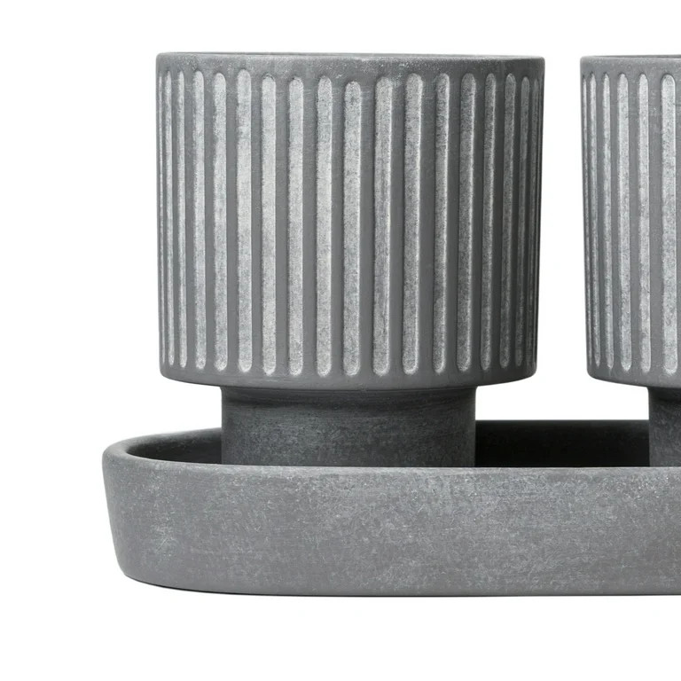 Better Homes & Gardens 4-Piece Ceramic Herb Planter, Gray | Walmart (US)