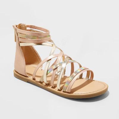 Girls' Dion Metallic Gladiator Sandals - Cat & Jack™ Rose Gold | Target
