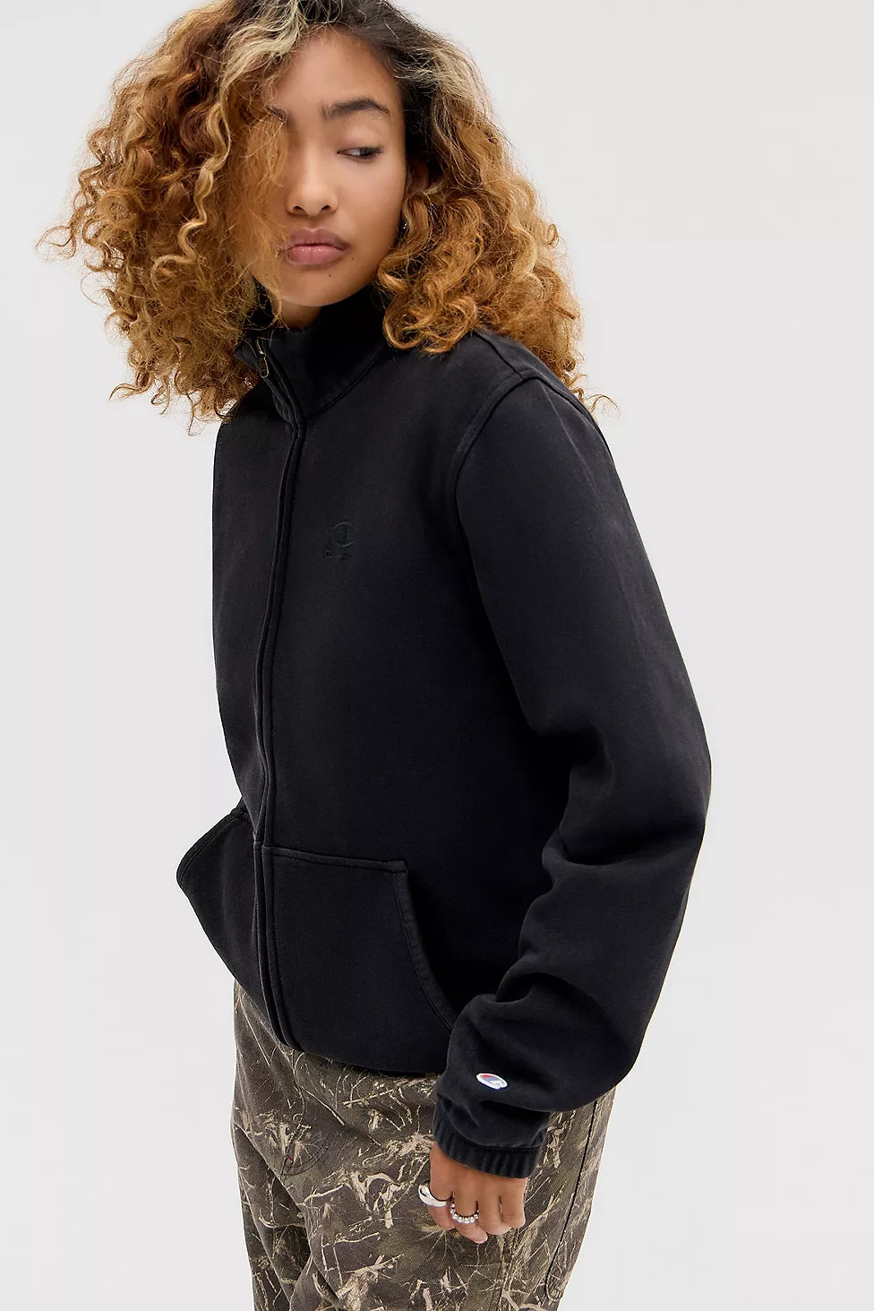Champion Black Icon Zip-Through Sweatshirt | Urban Outfitters UK