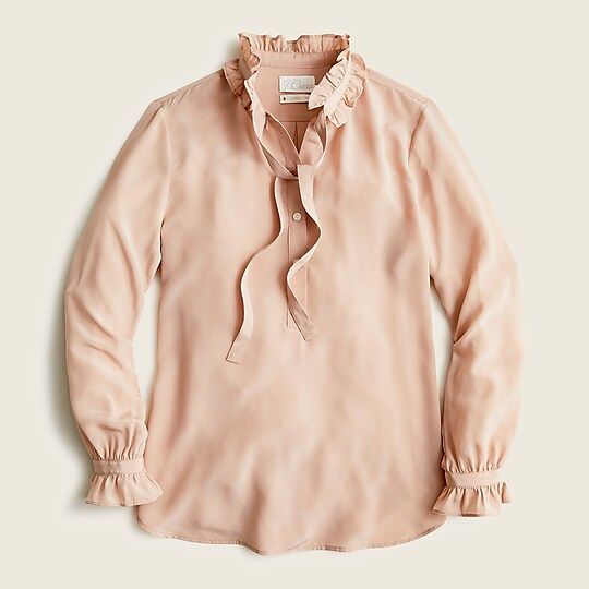 Classic-fit ruffleneck silk popover shirt | J.Crew US