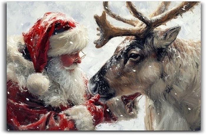 Santa Claus Petting Reindeer Christmas Canvas  16x24inch(40x60cm) Unframe-style

#LTKSeasonal #LTKSaleAlert #LTKHoliday