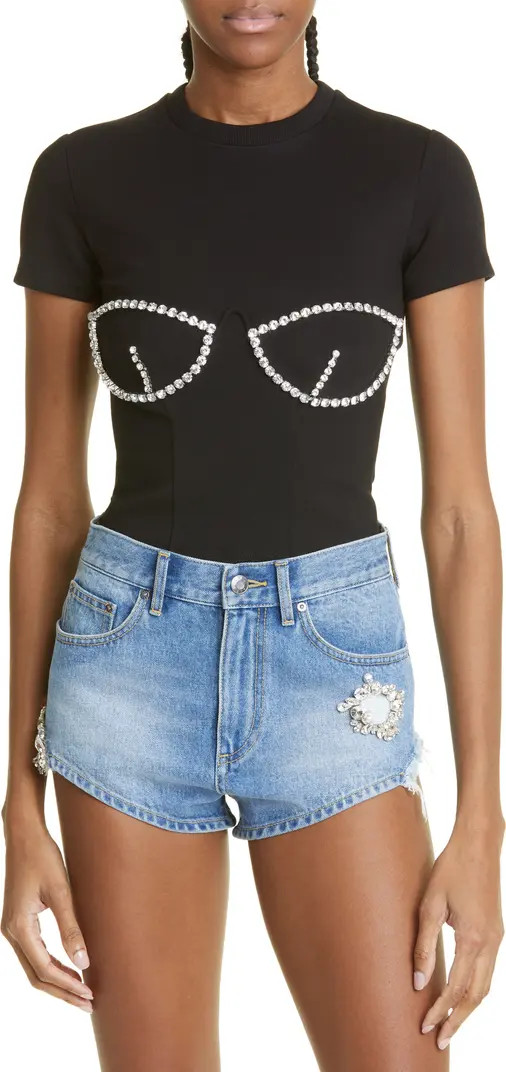 Crystal Bustier Cup T-Shirt | Nordstrom