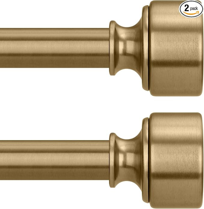 2 Pack Warm Gold Curtain Rods for Windows 48 to 84 Inch, Heavy Duty Brass Curtain Rod, 1" Diamete... | Amazon (US)