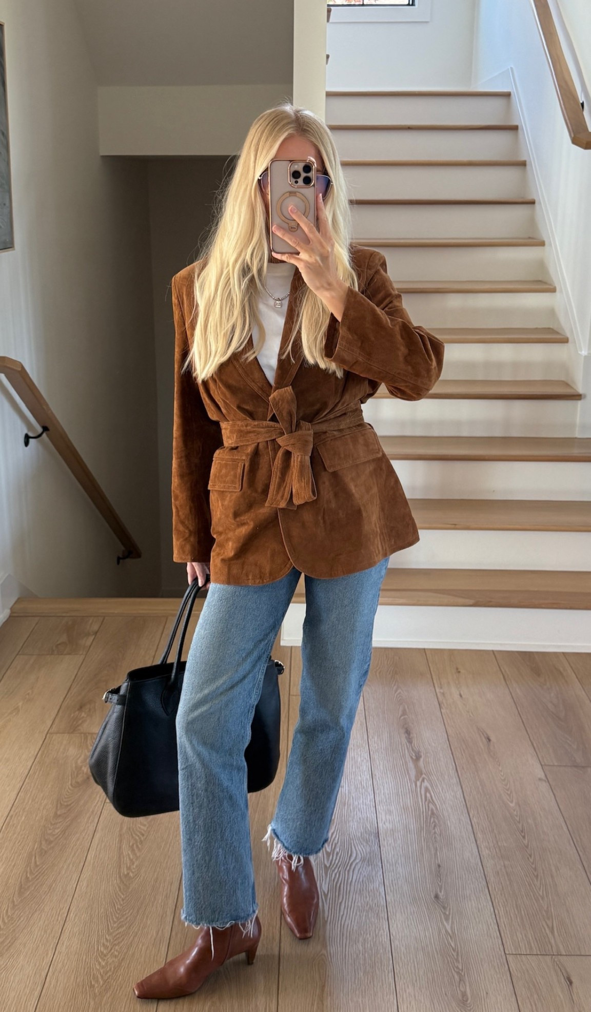 Wearing an xs/s in my leather blazer, small in tee, 25 in jeans (I sized down a size and cut the bottoms for a raw hem!), boots are true to size! Code kpgs20! For discount in necklace! 
#kathleenpost

Fall outfit, fall fashion, suede jacket, boot outfit, easy fall outfit, fall style, thanksgiving outfit

#LTKStyleTip #LTKSeasonal #LTKItBag