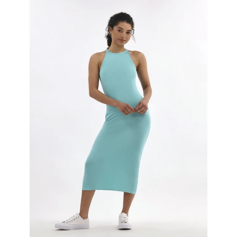 No Boundaries Ribbed Racerback Tank Midi Dress, Women's | Walmart (US)