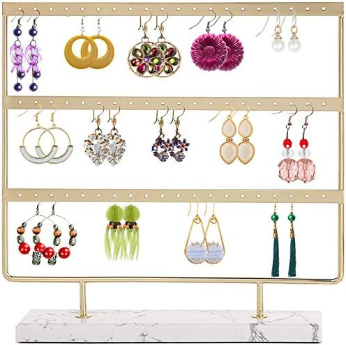 Earrings Organizer Jewelry Display White Marble Stand,3 Tiers Earrings Organizer, Jewelry Display wi | Amazon (US)
