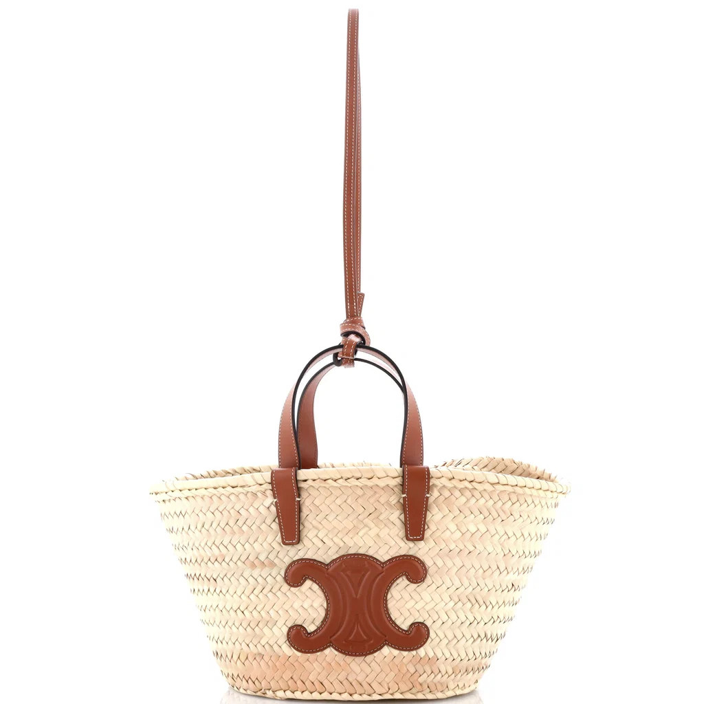 Celine Classic Panier Basket Tote Raffia and Leather Teen Brown 4246617 | Rebag
