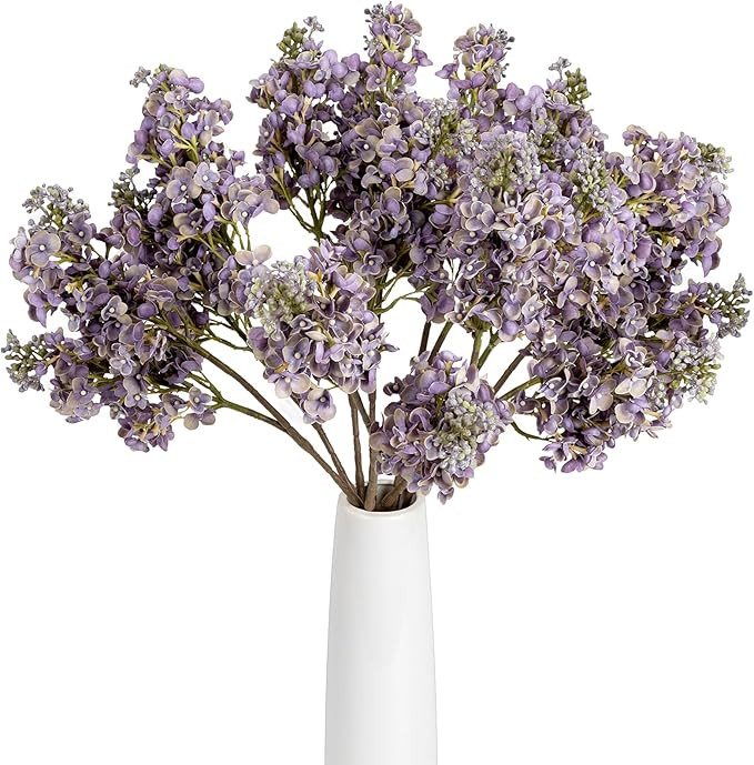 4PCS 25.6inch Lilac Artificial Flowers Light Purple Fake Delphinium Long Stem Real Touch Flower F... | Amazon (US)