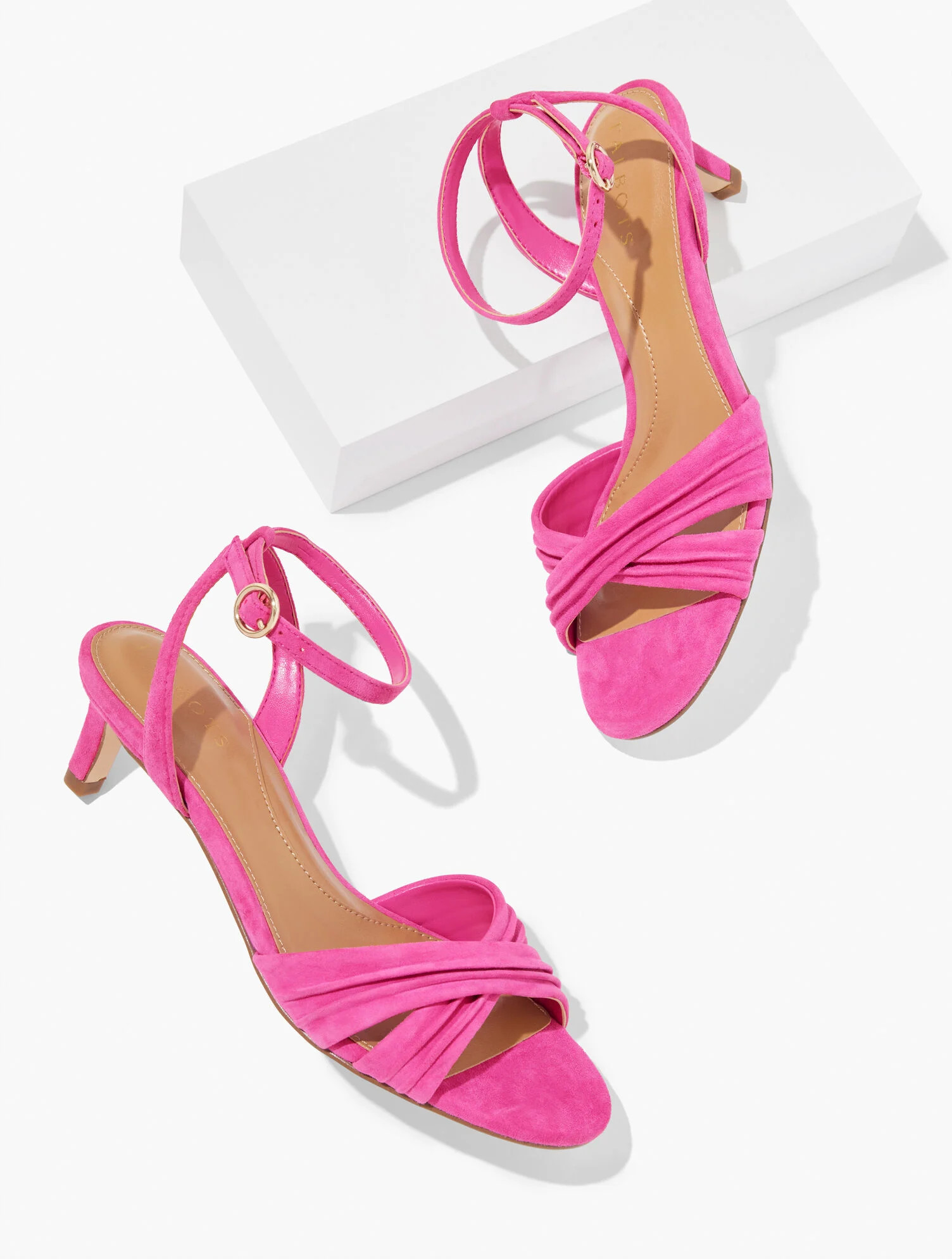 Tallia Pleated Suede Ankle Strap Heel Sandals | Talbots