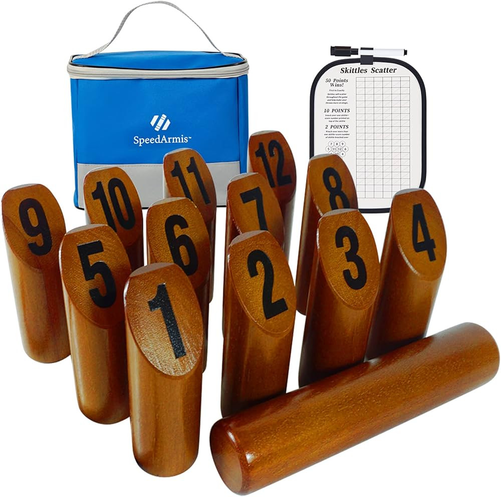 SpeedArmis Wooden Throwing Game - 12 Numbered Block Toss Games Set with Scoreboard & Carrying Cas... | Amazon (US)