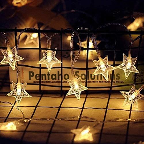 Twinkle Star 40 LED 14 FT Star String Lights Battery Operated, Fairy String Light for Home, Ramad... | Amazon (US)