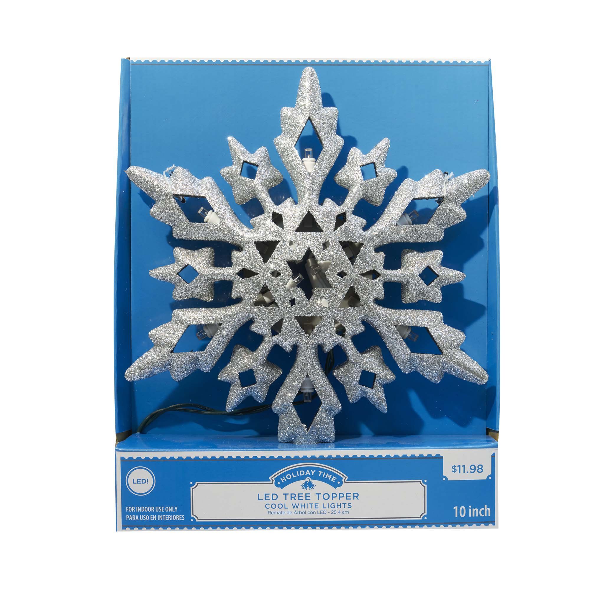 Holiday Time Frosted Snowflake Tree Topper, 10" | Walmart (US)