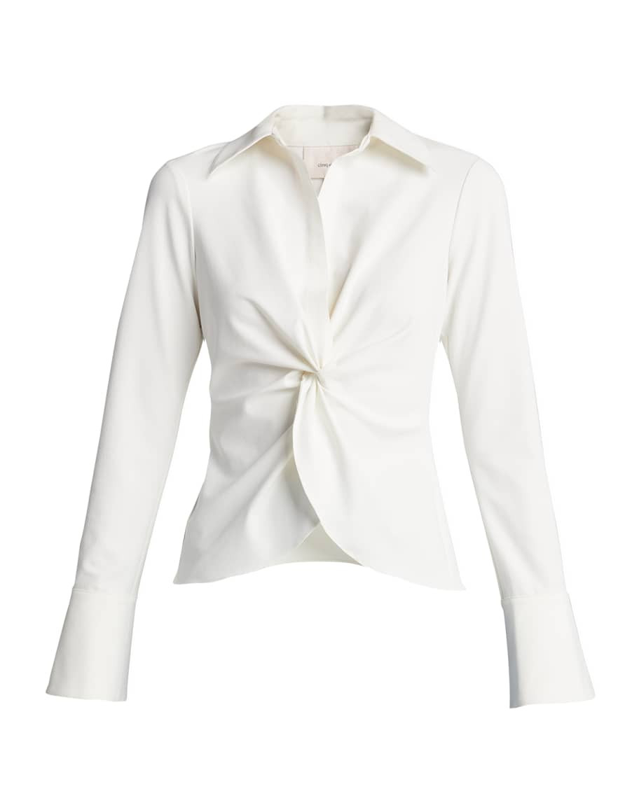 Cinq a Sept McKenna Long-Sleeve Collared Top | Neiman Marcus