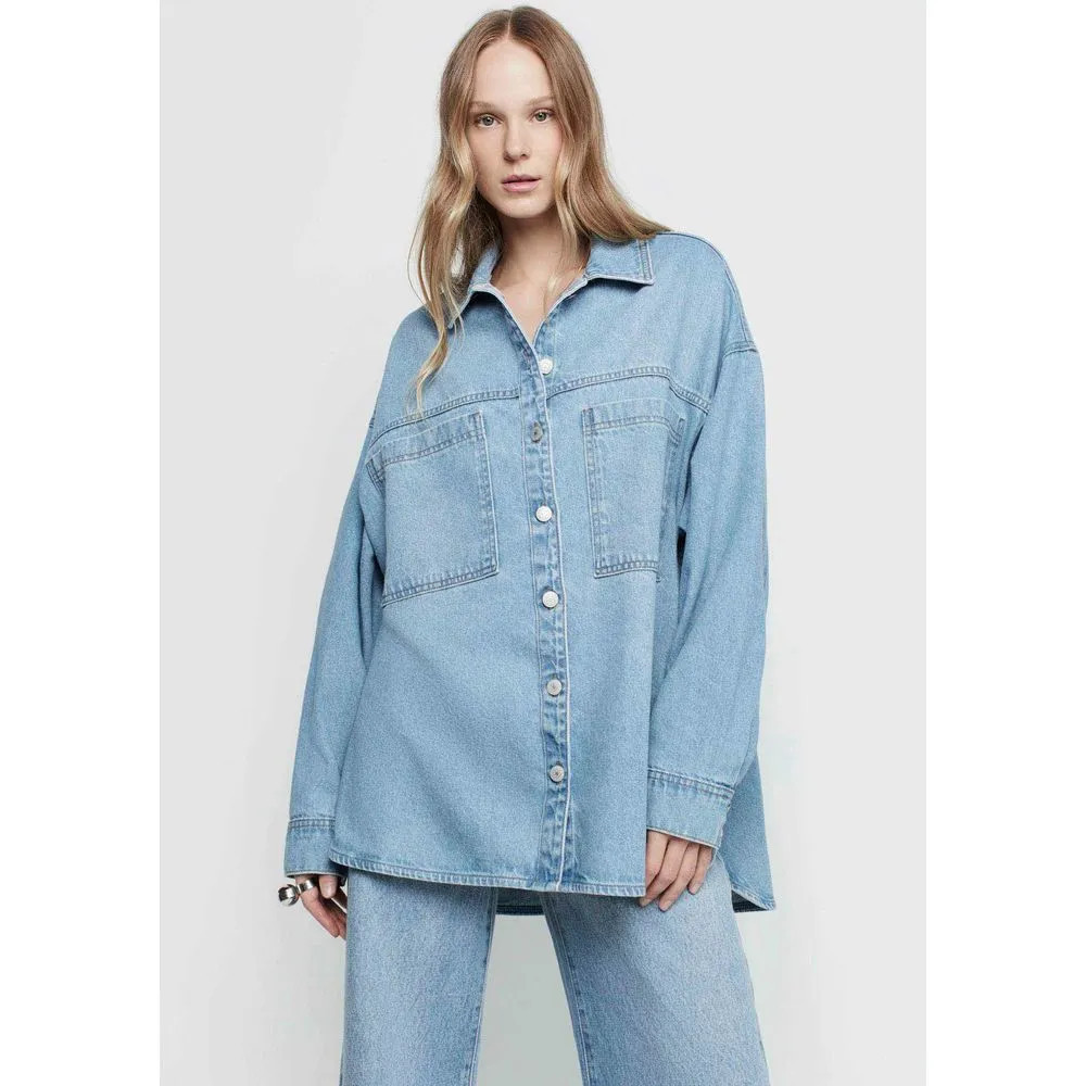 Camisa Jeans Reta Manga Longa - Azul | DzarmHering (BR)