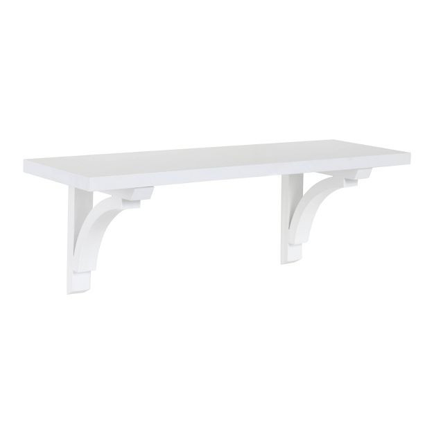24" x 8.5" Corblynd Wooden Wall Shelf with Brackets White - Kate & Laurel All Things Decor | Target