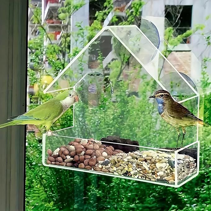 Clear Acrylic Window-Mounted Bird Feeder - Easy Clean Design for Up-Close Bird Watching | Amazon (US)