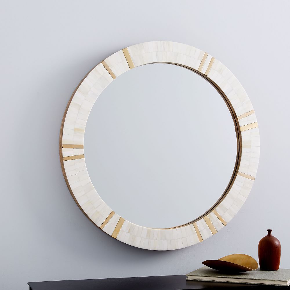 Brass &amp; Bone Rays Round Wall Mirror - 30&quot; | West Elm (US)