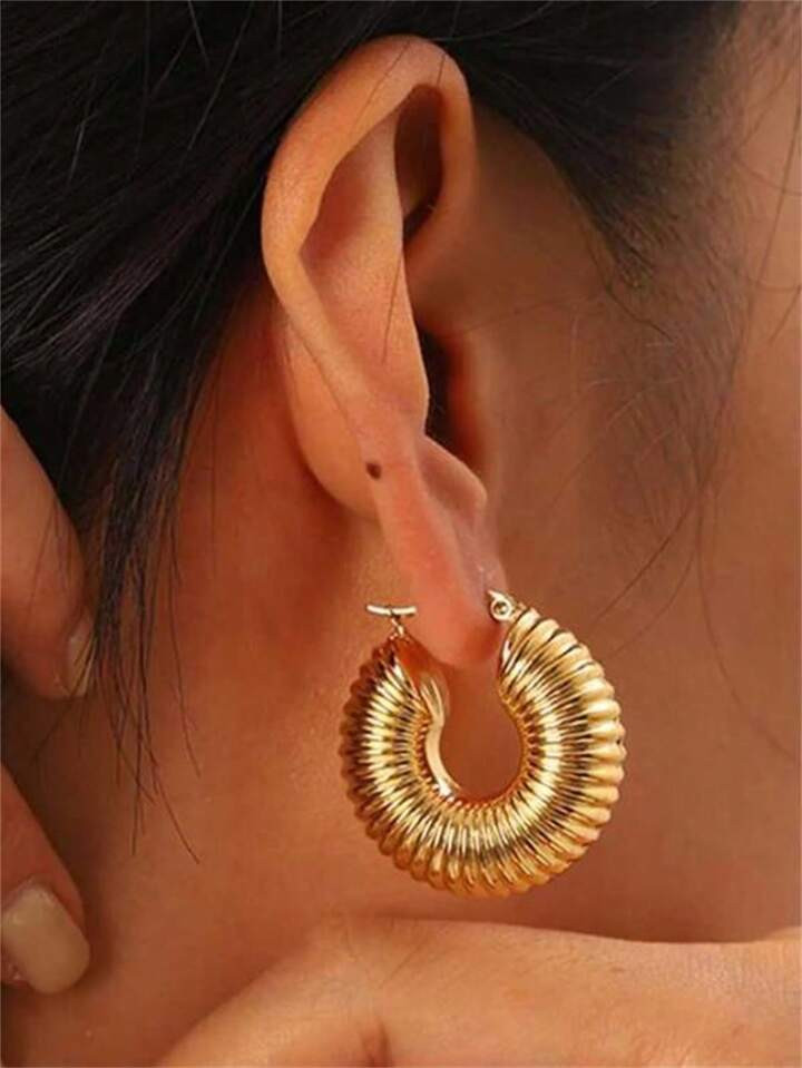 3pairs Fashionable Stainless Steel Women's Large Personality Style Jewelry | SHEIN