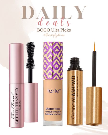 Buy one, get one for picks at Ulta right now! Here are mine. 👀💕

| Ulta | makeup | beauty | mascara | tiktok | concealer | Tarte | lash serum | sale |

#LTKbeauty #LTKsalealert #LTKunder50