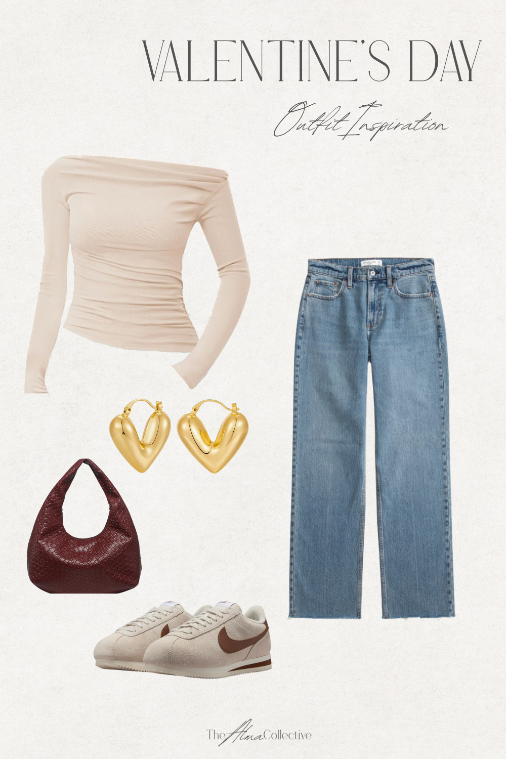 A soft, simple Valentine’s Day look — neutrals, gold details, and a pop of deep red. Linked everything for an effortless vibe. 🤎✨ 

 #LTKHoliday #LTKootd #LTKmomlife