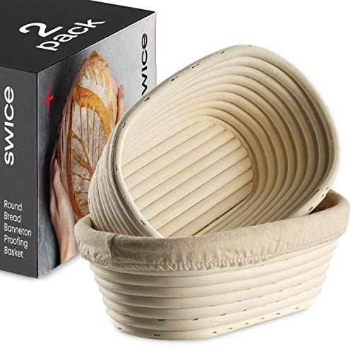 Bread Banneton Proofing Basket [Set of 2] Oval 10x6 Inch Sourdough Rising Baskets with Liner | Amazon (US)
