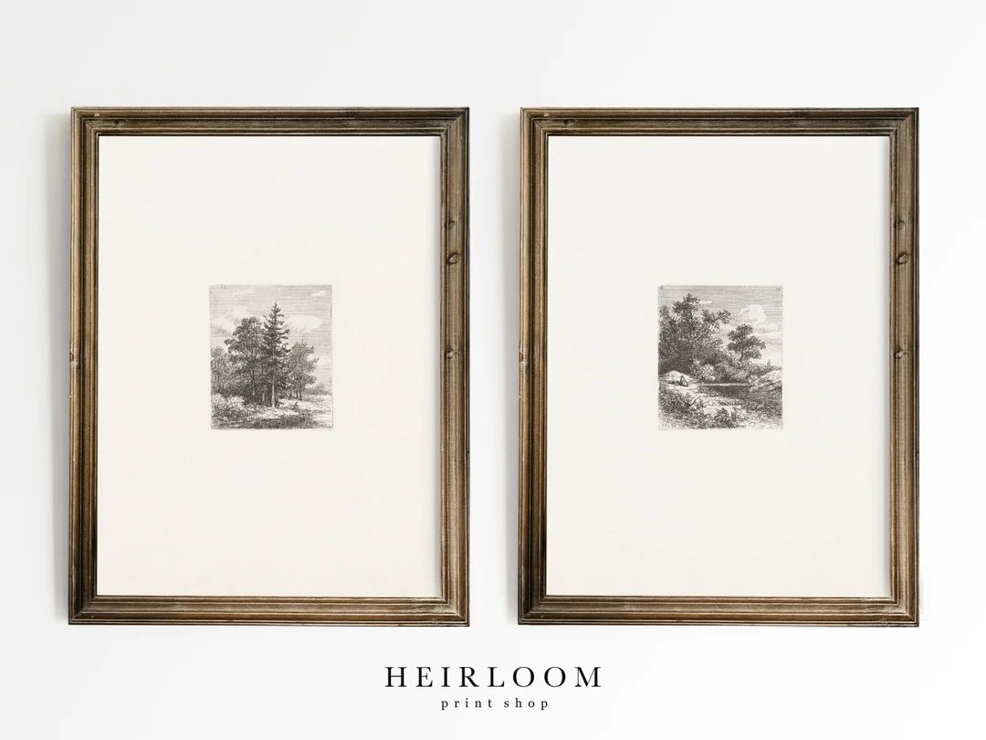 Vintage Etching Print Set | Dutch Art | MAILED ART PRINTS | Forest Etchings | Etsy (US)