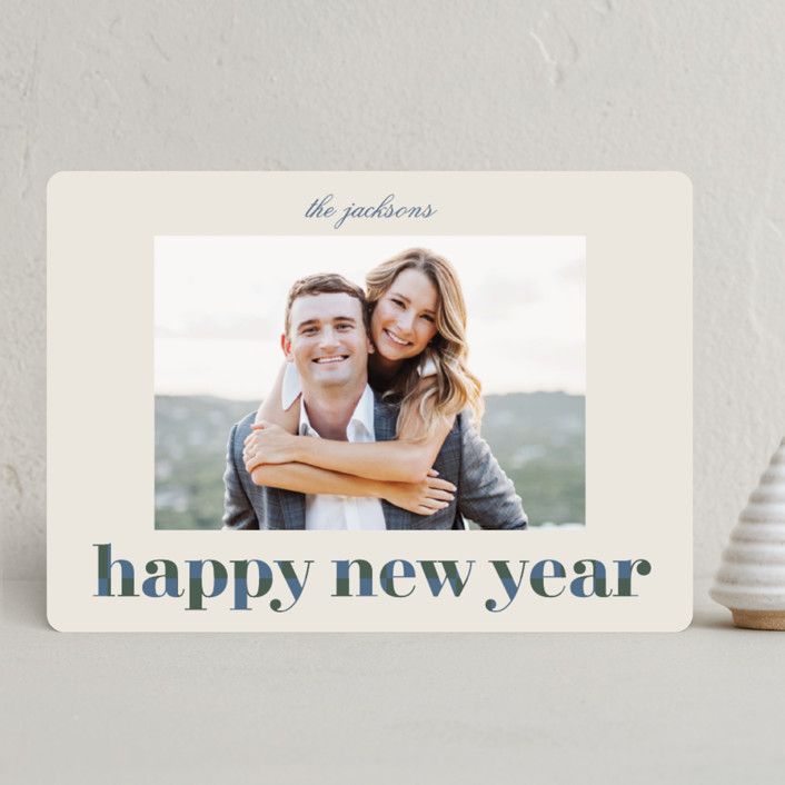 "Checkerboard Greeting" - Customizable Holiday Photo Cards in Beige by Baumbirdy. | Minted