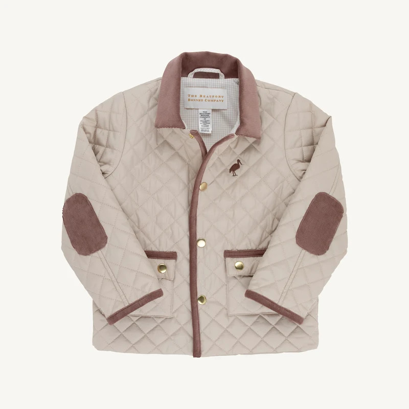Caldwell Quilted Coat - Khaki & Gray Bay Brown Corduroy | The Beaufort Bonnet Company