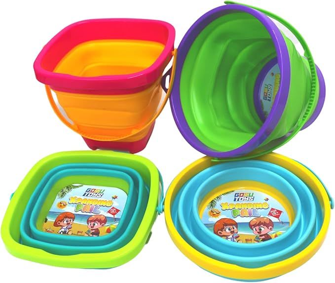 Gosu Toys Foldable Sand Bucket Expandable Sand Pail Square and Circle for Beach Multi Purpose for... | Amazon (US)
