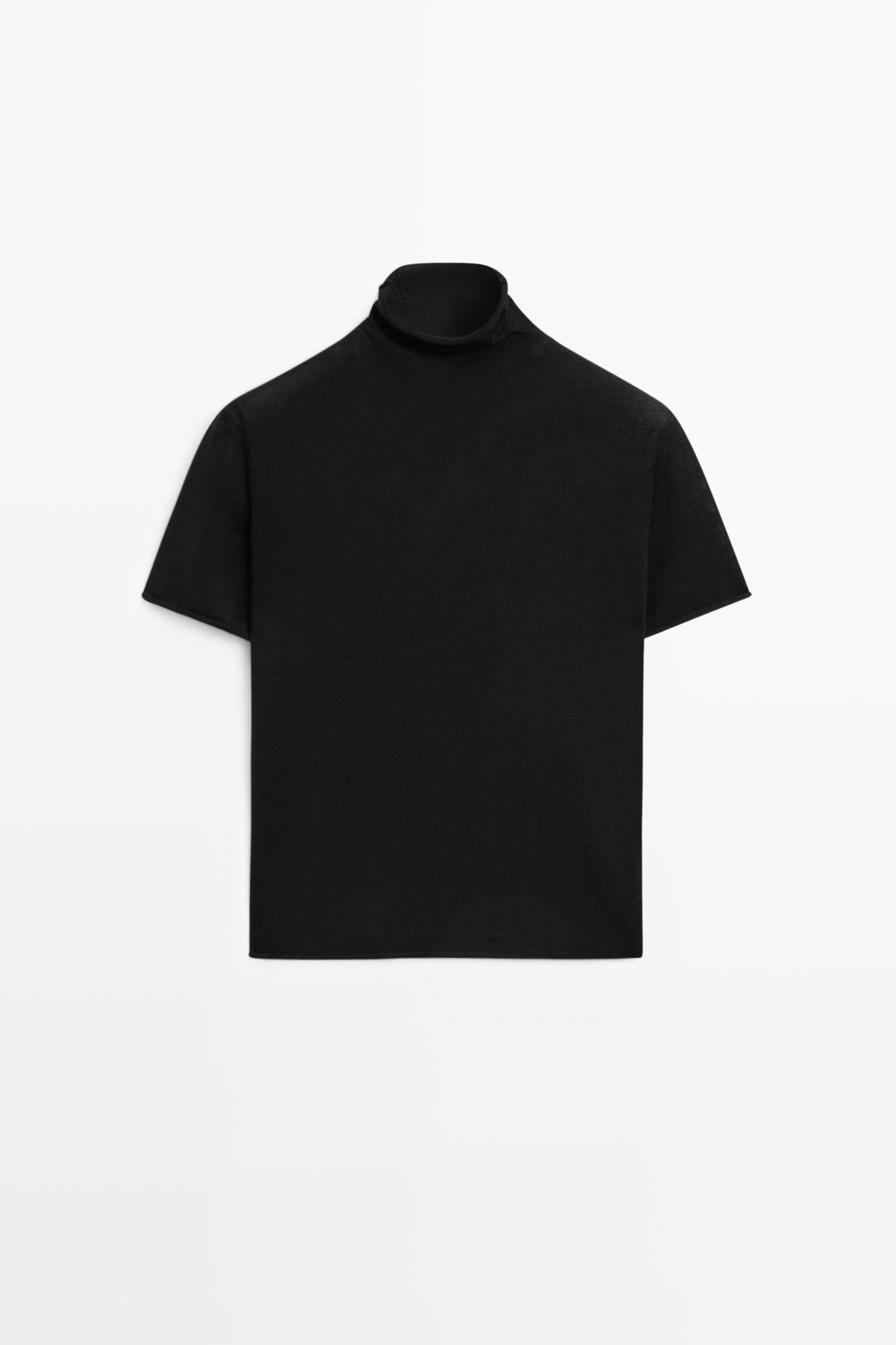 Short sleeve turtleneck knit sweater | Massimo Dutti UK
