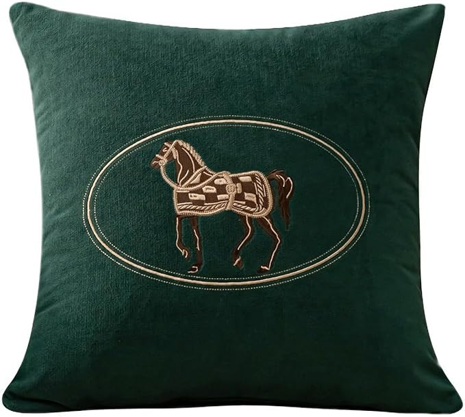 Croker Horse Embroidered Decorative Throw Pillow Cover Polyester Couch Cushion Cover with Palace ... | Amazon (US)