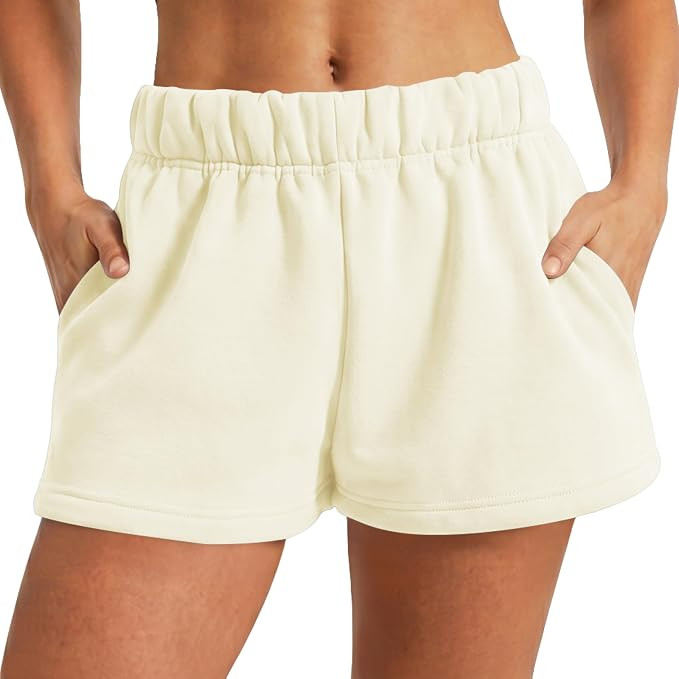 Women's Sweat Shorts High Waisted Fleece Lined Casual Lounge Athletic Cotton Shorts with Pockets | Amazon (US)
