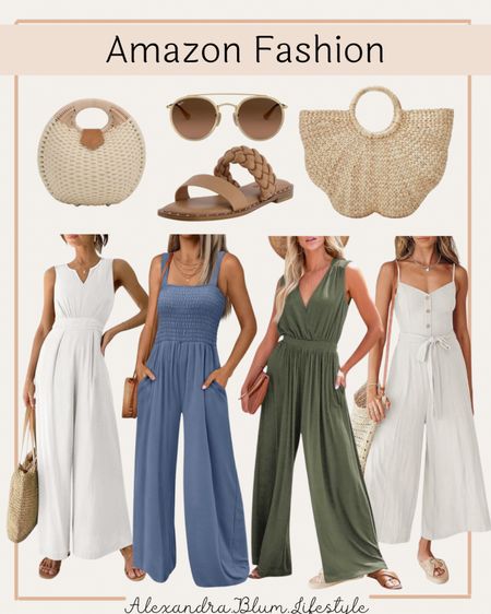 Amazon jumpsuits! Work jumpsuits! Business casual jumpsuits! Straw handbags and tote bags, brown sandals and sunglasses! Amazon finds! Amazon trends! Amazon fashion! Work outfits! 

#LTKfindsunder50 #LTKmidsize #LTKstyletip