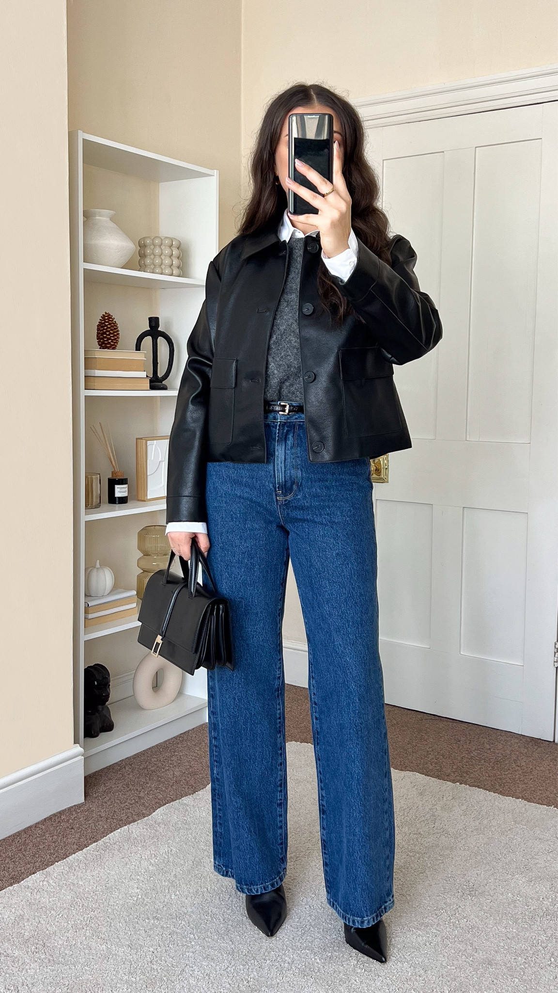 Smart casual autumn outfit. White shirt is Mango, wearing size S. Wool vest is H&M, wearing size S. Jacket is Mango, wearing size S. Jeans are Mint Velvet, wearing size UK10 regular.

#LTKeurope #LTKautumn #LTKstyletip