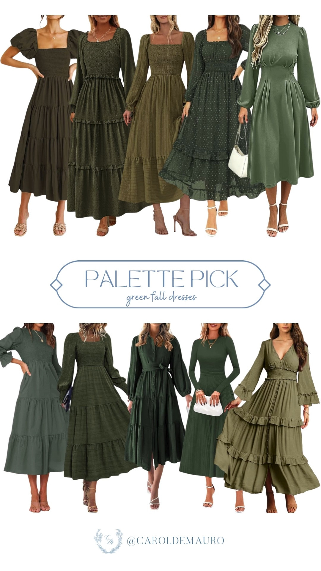 Every shade of green dress you need this fall! Smocked, tiered, and belted styles that all feel so easy to wear.

green fall dresses, olive green dress, smocked midi dress, women's fall fashion, tiered dress style, autumn dress inspo, petite fashion

#LTKootd #LTKSeasonal #LTKU