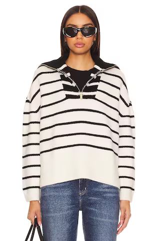 Lovers and Friends Cl?mence Half Zip Pullover in Black & White Stripe from Revolve.com | Revolve Clothing (Global)