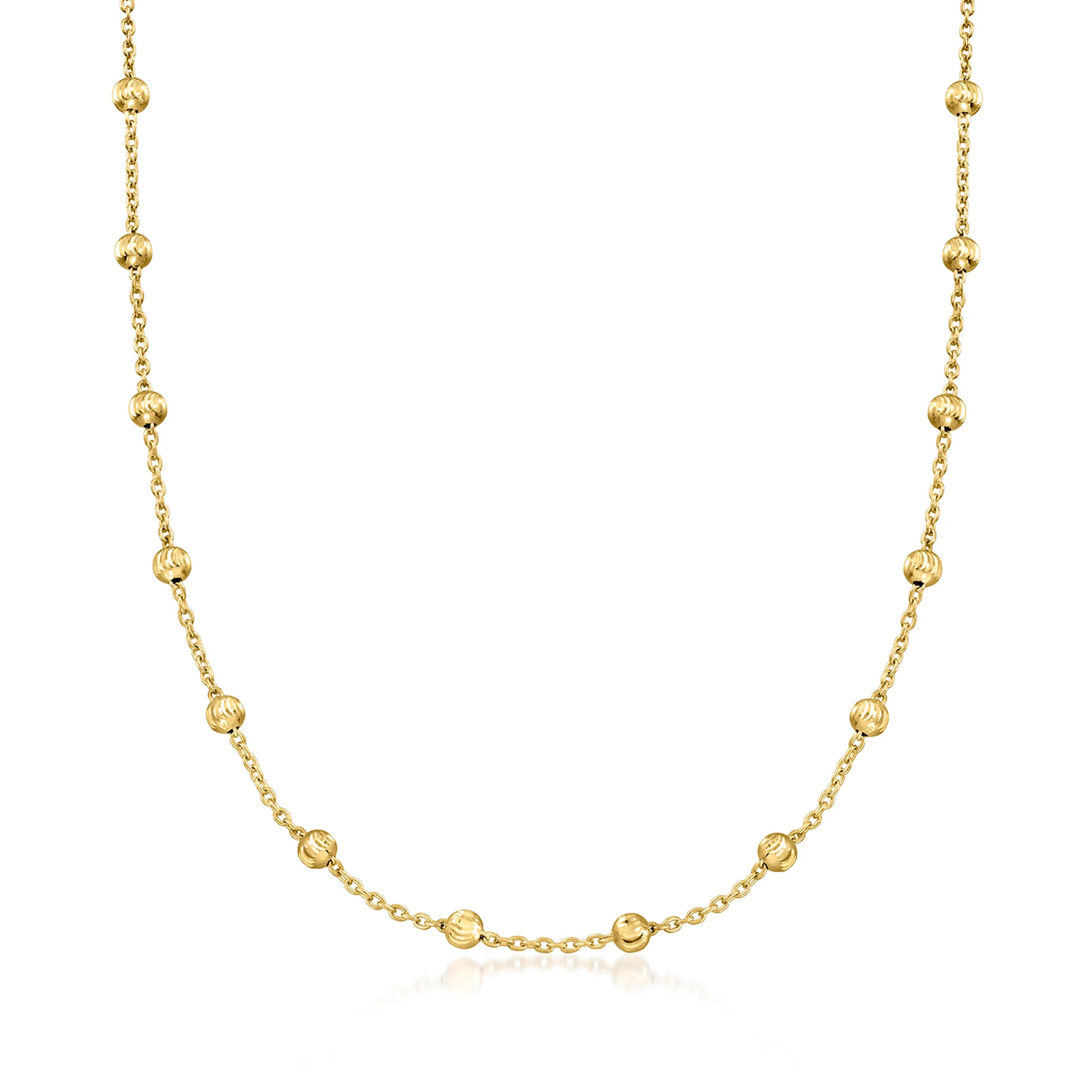 Italian 18kt Gold Over Sterling Moon-Cut Bead Station Necklace | Ross-Simons