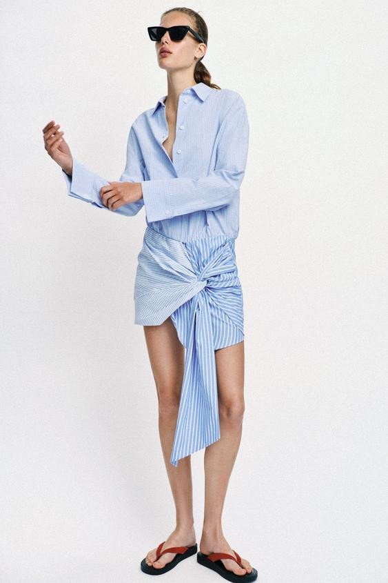SHORT SHIRT DRESS WITH KNOT | Zara UK