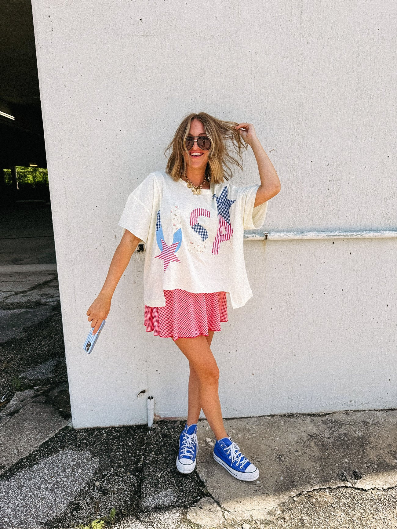 USA star patch top - cream | Etta & East