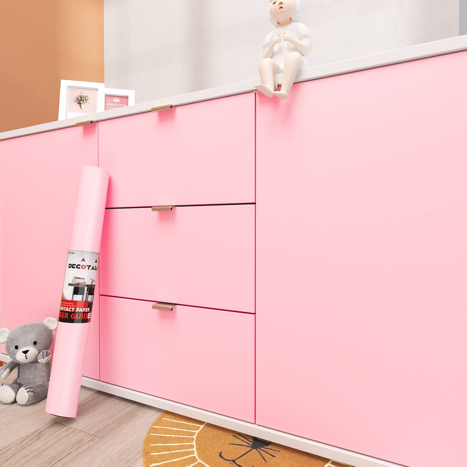 Decotalk Pink Wallpaper Peel and Stick Contact Paper for Cabinets Decorative Pink Wallpaper for B... | Amazon (US)