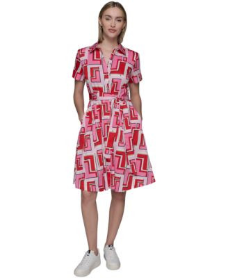 KARL LAGERFELD PARIS Women's Printed Shirtdress - Macy's | Macy's