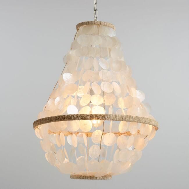 White Capiz Bell Raina Pendant Lamp | World Market