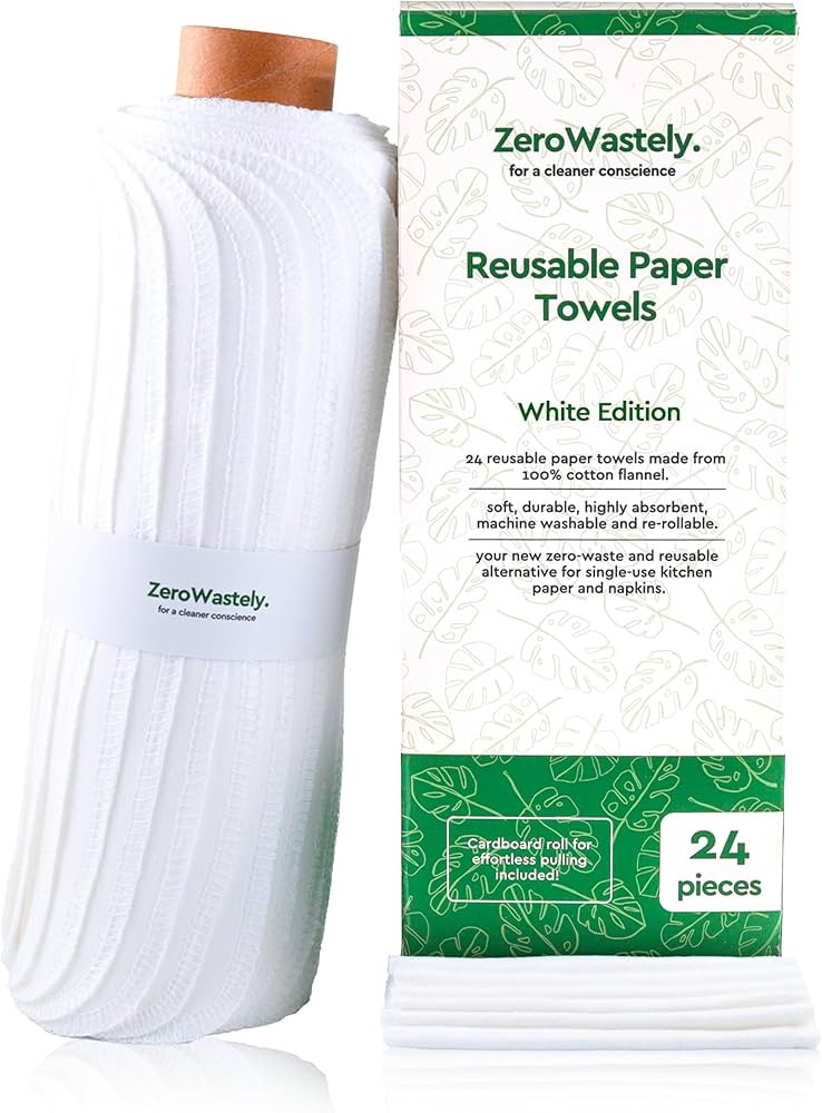 Reusable Paper Towels - Value Pack of 24 Paperless Paper Towels! - 100% Cotton, Super Soft, Absor... | Amazon (US)