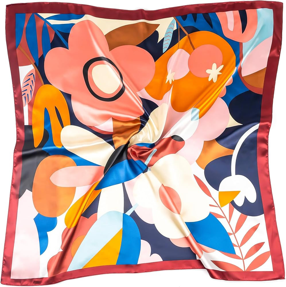 35" Satin Head Scarf for Women Square Hair Scarf Silk Like Neck Scarves Fashion Scarf for Hair Wr... | Amazon (US)