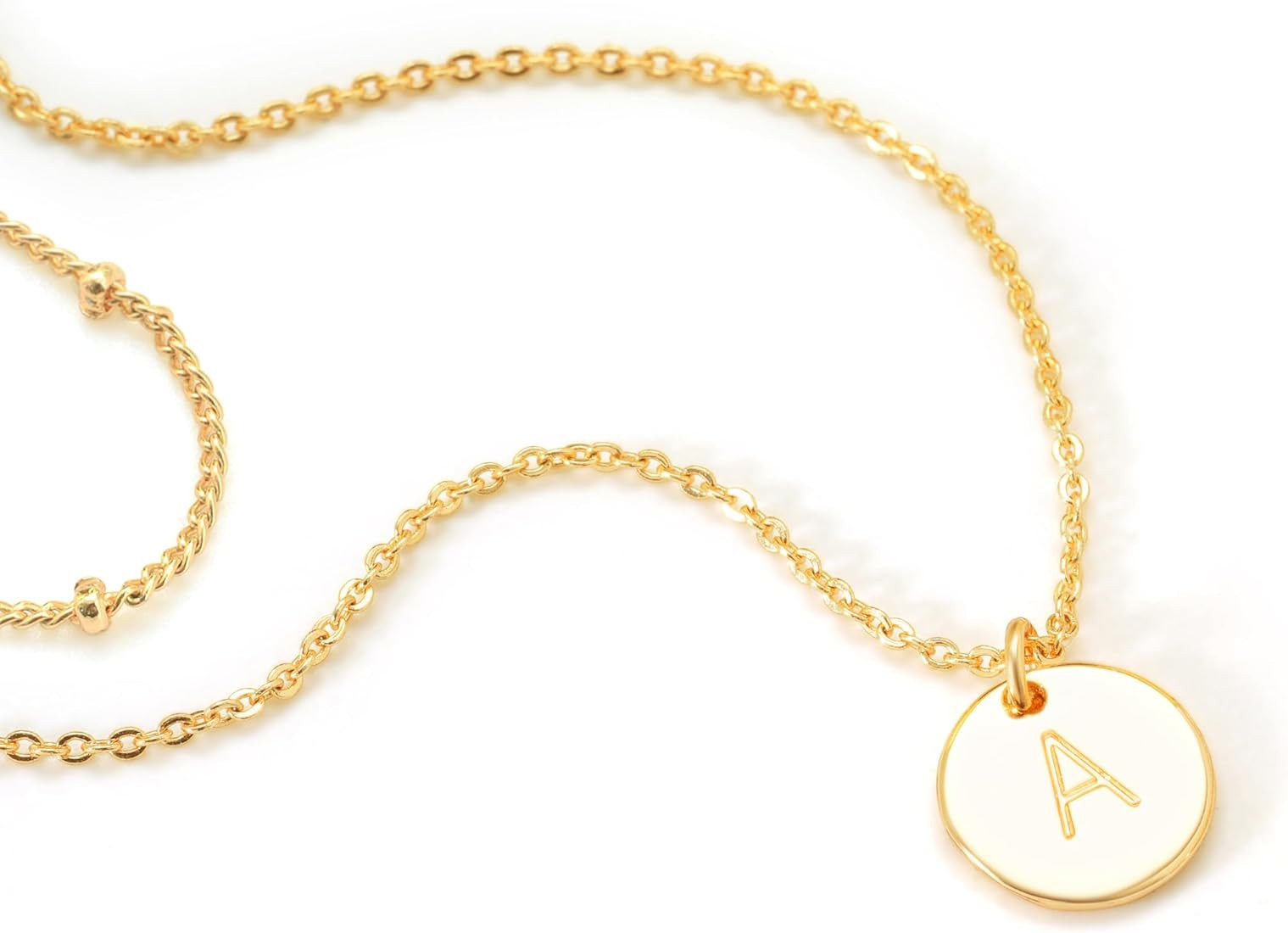 GNIRTSI Gold Layered Initial Necklaces for Women Satellite Chain Choker Disc Letter A-Z Coin Pend... | Amazon (US)