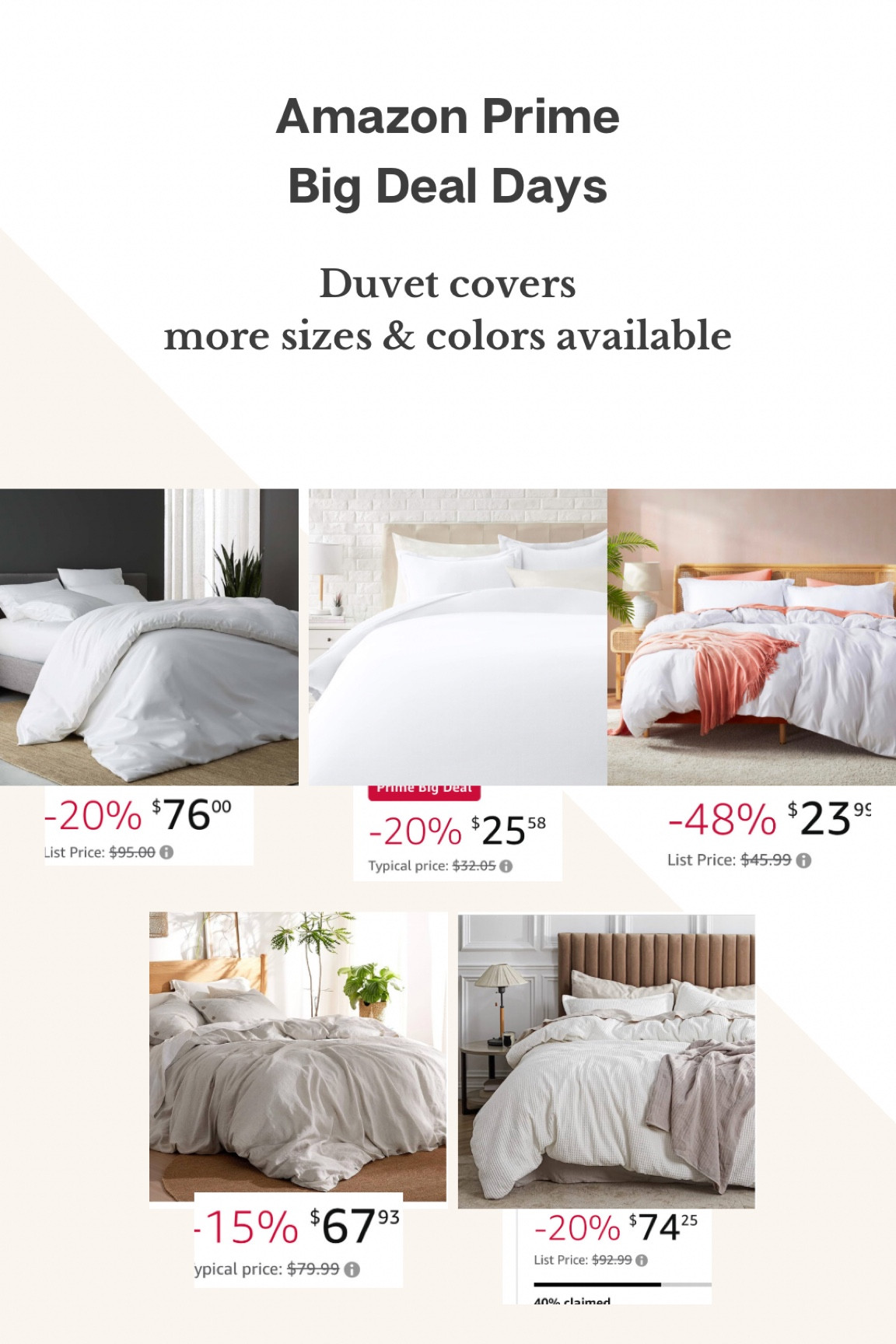My top choices of duvet covers on sale!!! These are all king size prices. More sizes & colors available in each one!!!