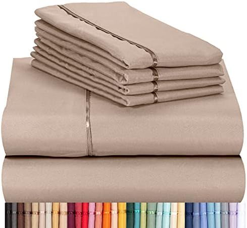 LuxClub 6 PC Sheet Set Bamboo Sheets Deep Pockets 18" Eco Friendly Wrinkle Free Sheets Machine Wa... | Amazon (US)